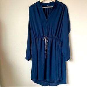 Navy Blue Dress Large with detailed tie v neck